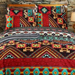 Shatex Boho Red Comforter Set Twin Size 2 Pieces with 1 Pillow Sham
