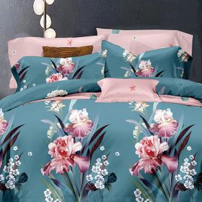 Shatex King Size Teal Blue Floral Lightweight 3 Pieces Comforter Sets with 2 Pillow Shams