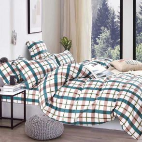 Shatex Twin Size Green Stripes Bedding Comforter Sets 2 Pieces with 1 Pillow Sham