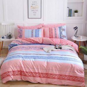 Shatex Boho Pink Comforter Set Twin Size 2 Pieces with 1 Pillow Sham