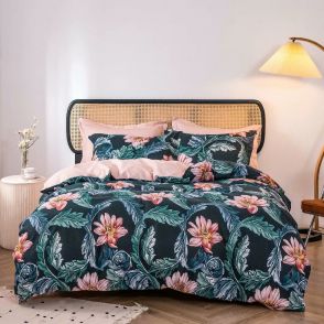 Shatex Summer Comforter Twin Size Blue Floral 2 Pieces with 1 Pillow Sham
