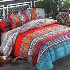 Shatex Twin Bedding Comforter Sets 2 Pieces Set Boho Pattern Brown  1 Pillow Shams
