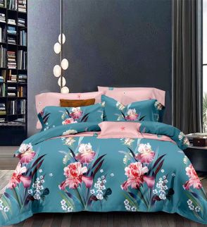 Shatex Twin Teal Blue Comforter Set Floral Lightweight 2 Pieces with 1 Pillow Sham