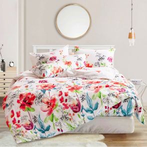 Shatex Summer Comforter King Size Blue Floral Comforter Sets for King Bed 3 Pieces with 2 Pillow Shams