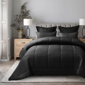 Down Alternative Comforter Queen Set,Black