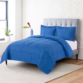Shatex 3 Pieces Down Alternative Comforter Set,Navy and Light Blue