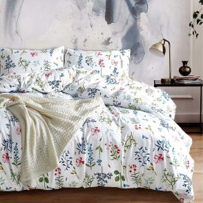 Shatex Twin Size 2 Pieces Bedding Comforter Sets Flower Mini with 1 Pillow Sham 