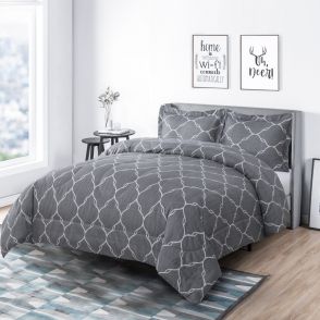 Shatex 3 Pieces Comforter Set,Victoria Y Grey