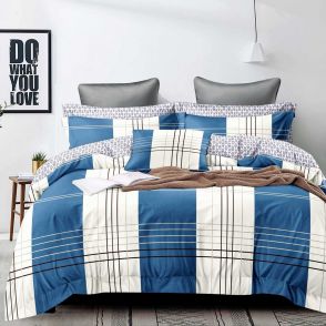 Shatex Twin Size White and Blue Bedding Comforter Sets 2 Pieces with 1 Pillow Sham