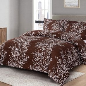 Shatex 3 Pieces Embroidery Comforter Set,Branches,Brown