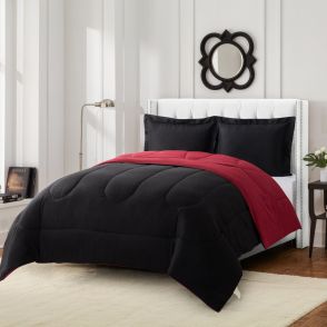 Shatex 3 Pieces Down Alternative Comforter Set,Black and Red